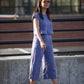 Katie Handwoven Cotton Periwinkle and Silver Separates - M Cropped Pants
