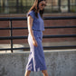 Katie Handwoven Cotton Periwinkle and Silver Separates - M Cropped Pants