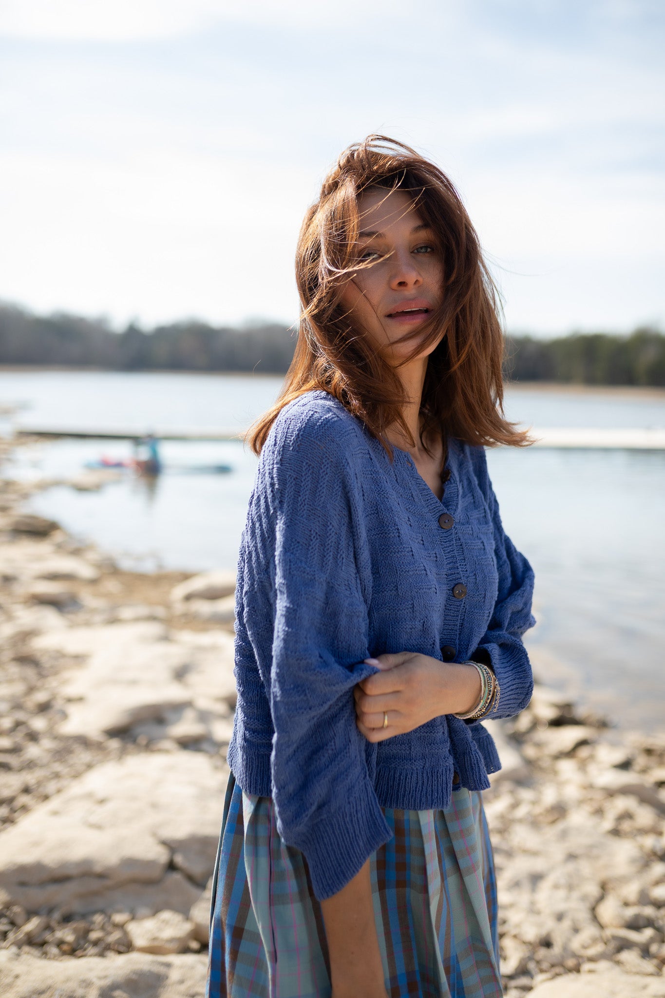 Hazel Cotton Cardigan in Periwinkle
