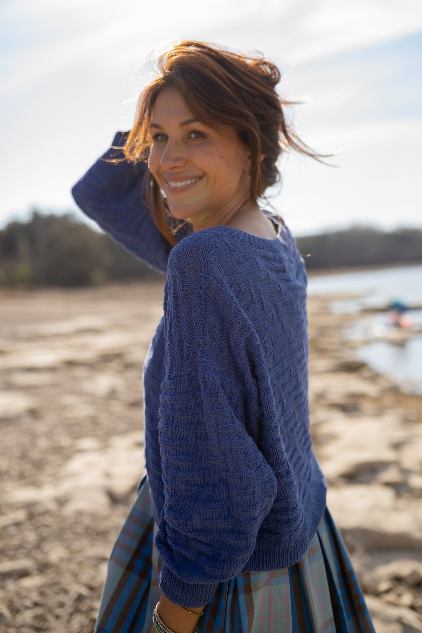 Hazel Cotton Cardigan in Periwinkle