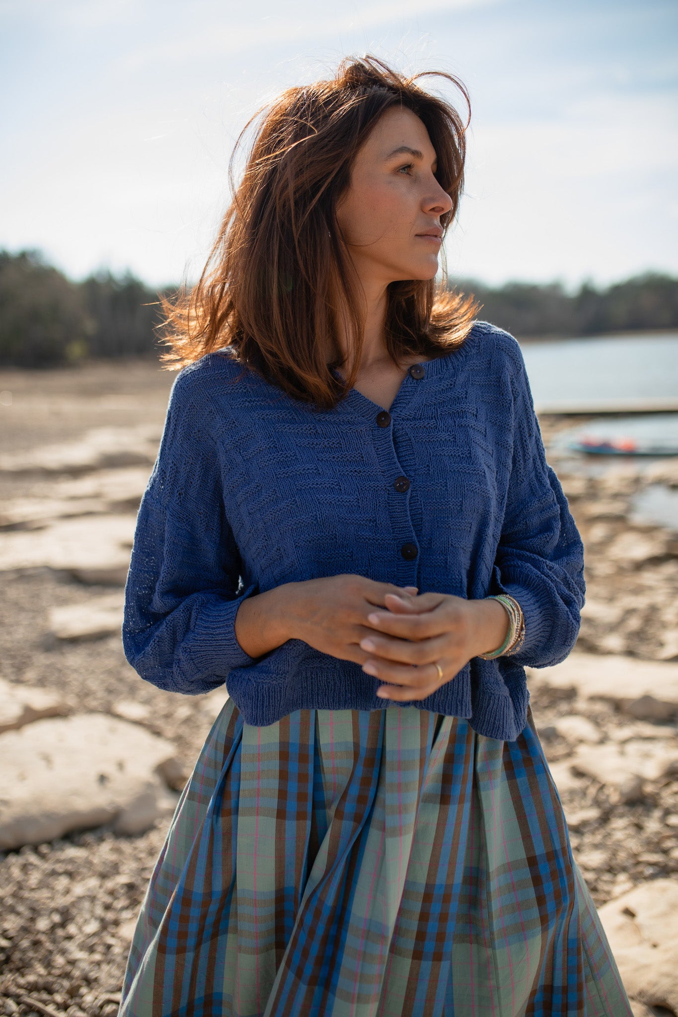 Hazel Cotton Cardigan in Periwinkle