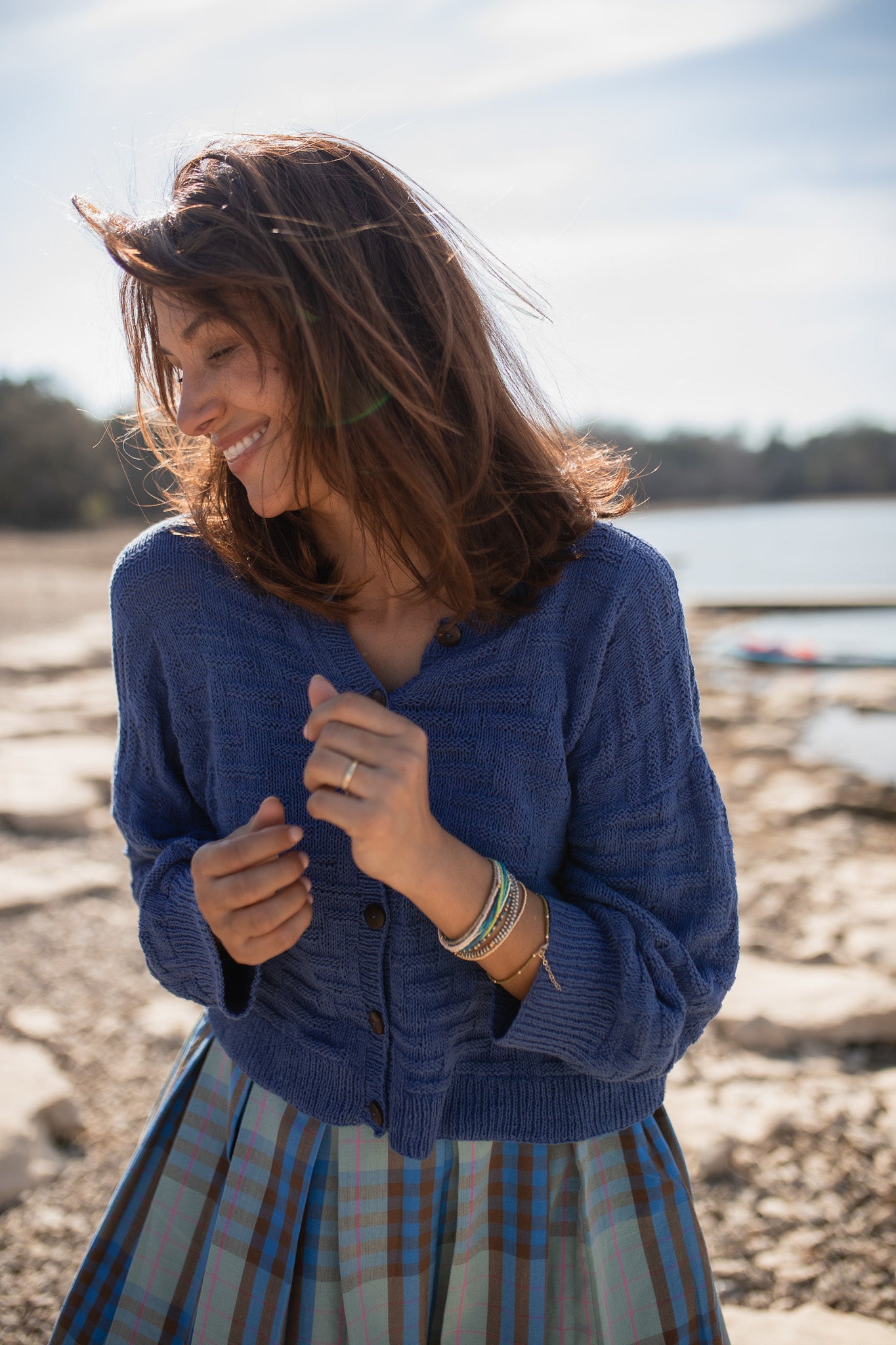 Hazel Cotton Cardigan in Periwinkle