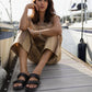Katie Handwoven Cotton Set in Beige and Beige Stripe