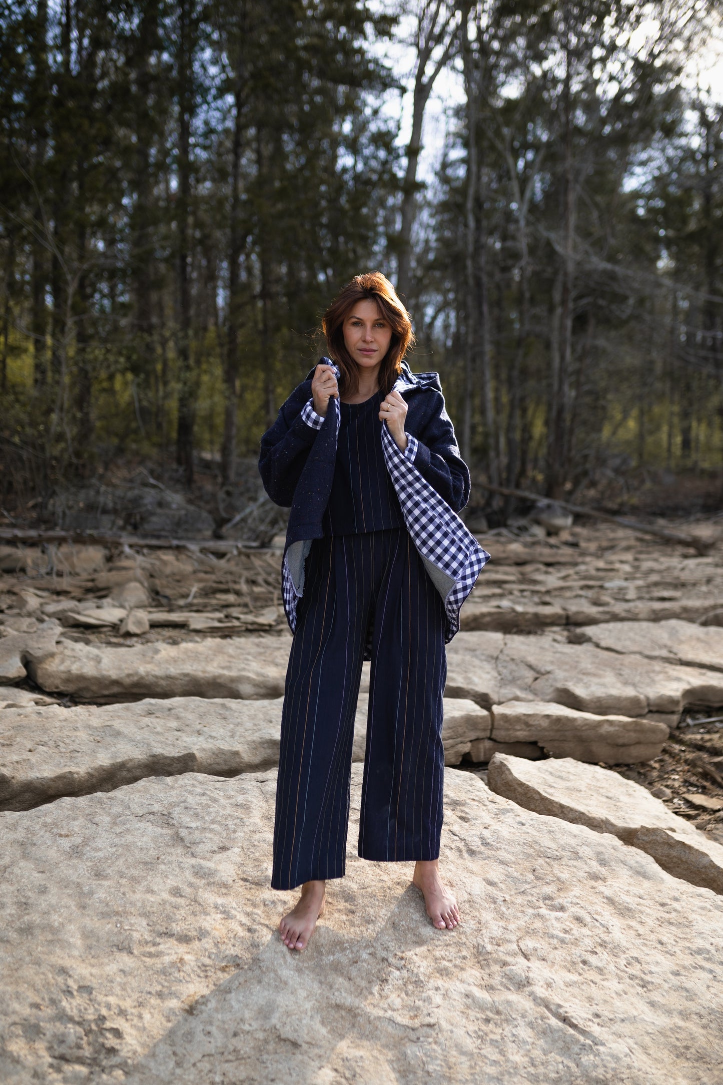 Patricia Wool Jacket in Speckled Navy Made to Order