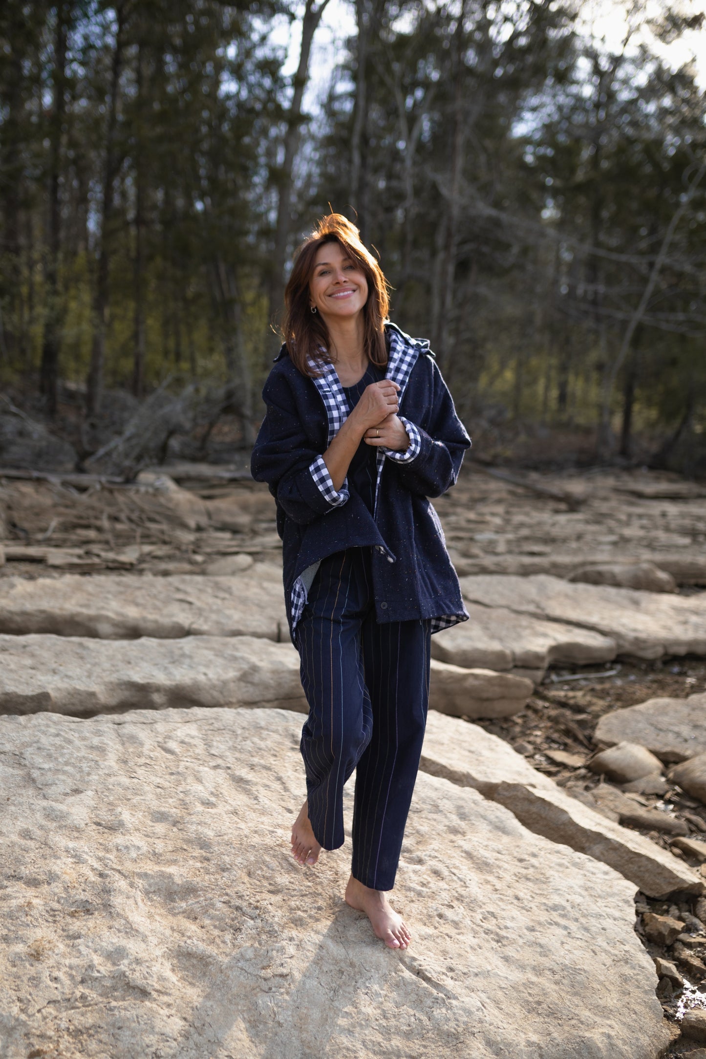 Patricia Wool Jacket in Speckled Navy Made to Order
