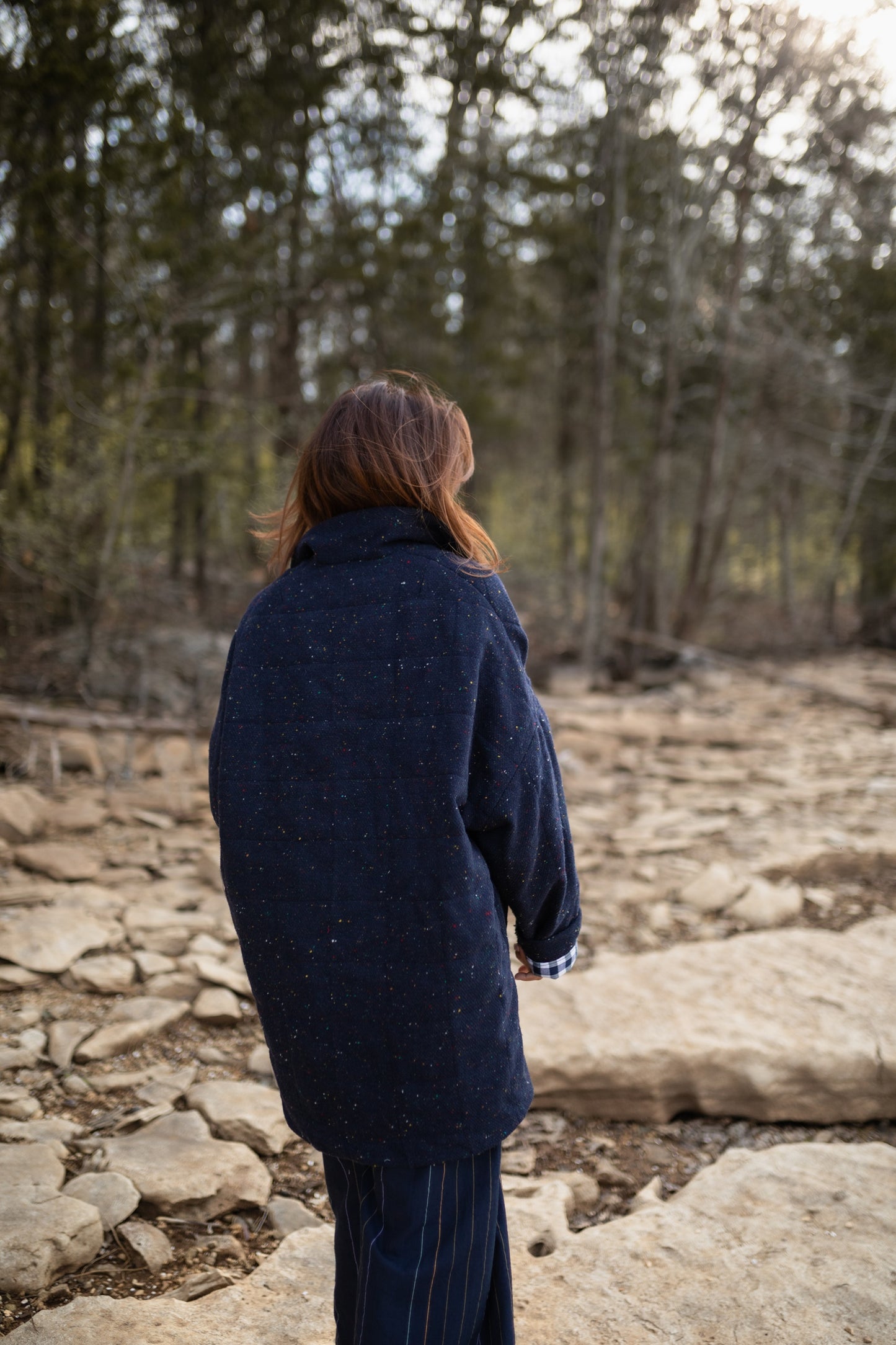 Patricia Wool Jacket in Speckled Navy Made to Order
