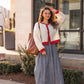 Agnes Mohair Cardigan in Natural White and Red