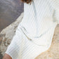Lara Loose Weave Wool Shift Dress in Cream and Baby Blue Stripe Made to Order