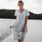 June Dress in Green and White Stripe Linen Made to Order