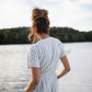 June Dress in Green and White Stripe Linen Made to Order