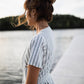 June Dress in Green and White Stripe Linen Made to Order