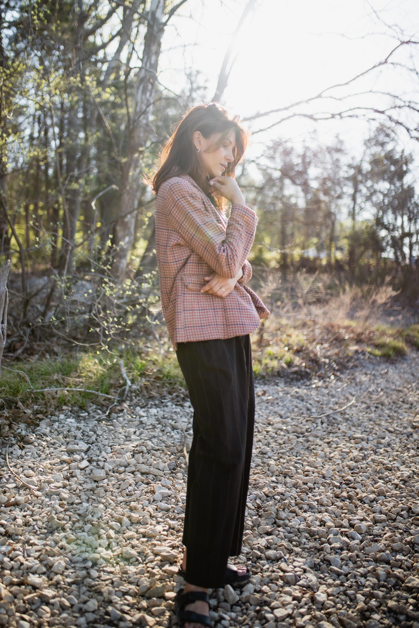 Julie Wool Blazer in Red and Brown Plaid Made to Order