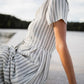 June Dress in Green and White Stripe Linen Made to Order