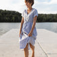 June Dress in Blue and White Stripe Linen/Cotton Made to Order