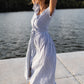 June Dress in Blue and White Stripe Linen/Cotton Made to Order