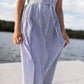 June Dress in Blue and White Stripe Linen/Cotton Made to Order