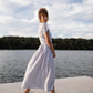 June Dress in Blue and White Stripe Linen/Cotton Made to Order