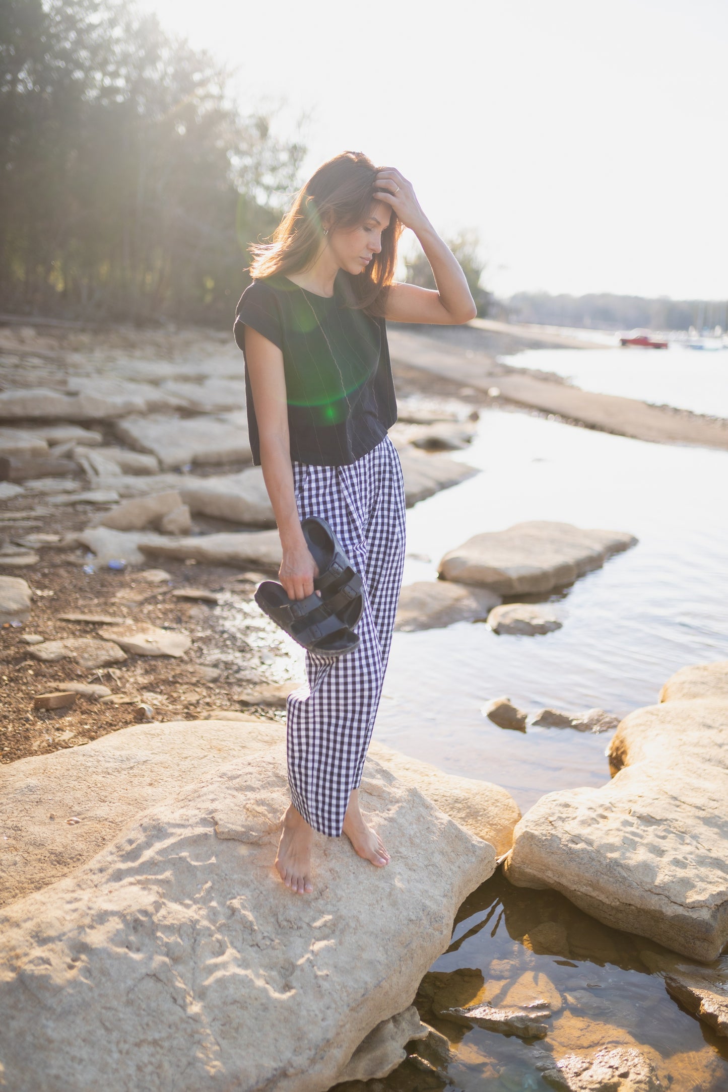 Katie Handwoven Cotton Set in Black and White Gingham