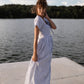 June Dress in Blue and White Stripe Linen/Cotton Made to Order