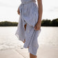 June Dress in Blue and White Stripe Linen/Cotton Made to Order