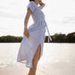 June Dress in Blue and White Stripe Linen/Cotton Made to Order