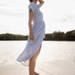 June Dress in Blue and White Stripe Linen/Cotton Made to Order