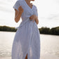 June Dress in Blue and White Stripe Linen/Cotton Made to Order