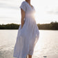 June Dress in Blue and White Stripe Linen/Cotton Made to Order