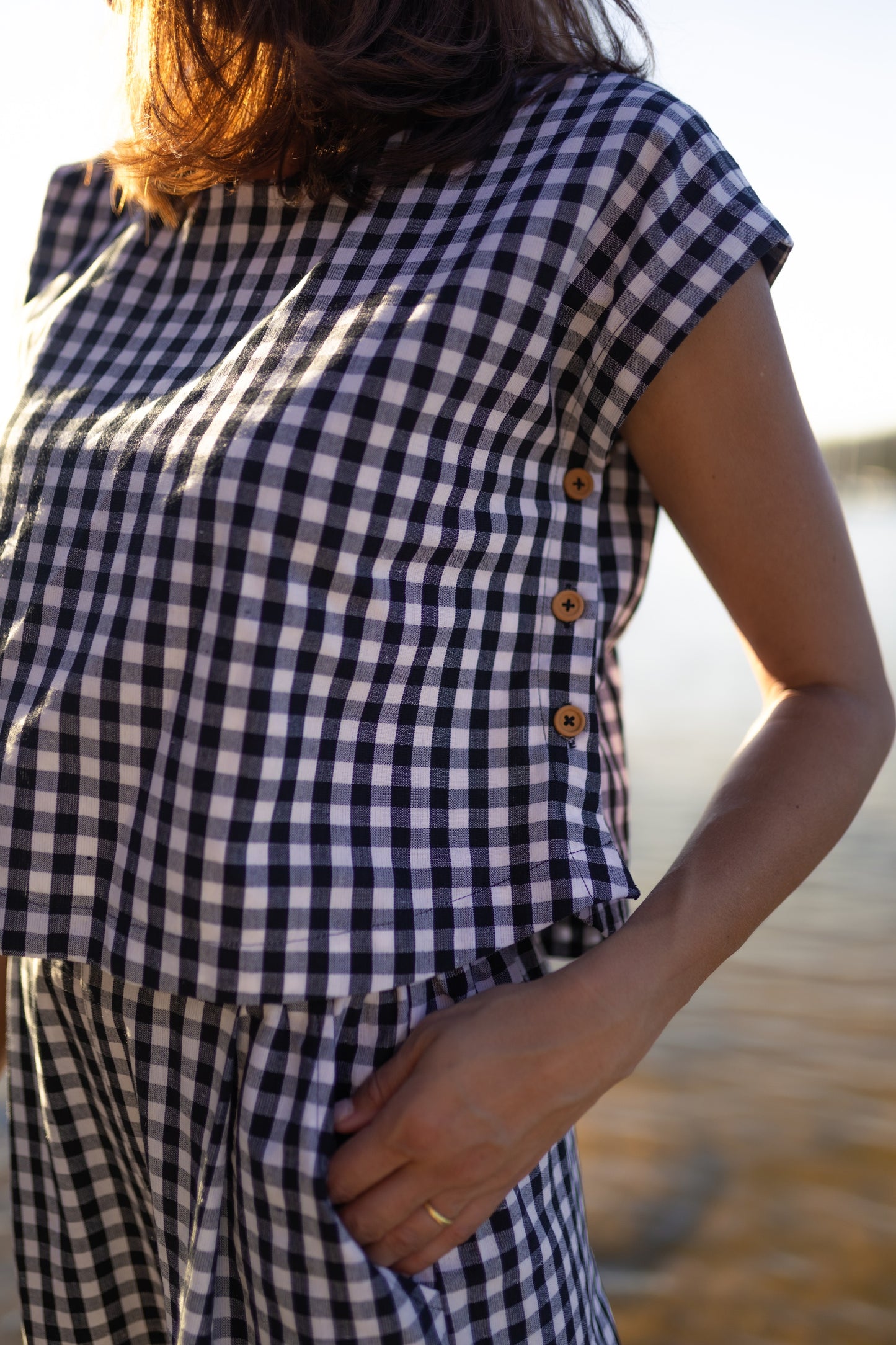 Katie Handwoven Cotton Set in Black and White Gingham
