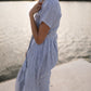 June Dress in Blue and White Stripe Linen/Cotton Made to Order