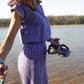 Katie Handwoven Cotton Crop Set in Periwinkle and Kelly Green