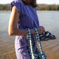 Katie Handwoven Cotton Crop Set in Periwinkle and Kelly Green