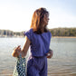 Katie Handwoven Cotton Crop Set in Periwinkle and Kelly Green
