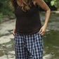 Lindy Hand Knit Cotton Lace Tank in Mauve Brown