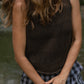 Lindy Hand Knit Cotton Lace Tank in Mauve Brown