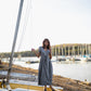 June Dress in Tiny Black and White Chambray Check
