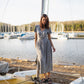 June Dress in Tiny Black and White Chambray Check