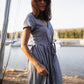 June Dress in Tiny Black and White Chambray Check
