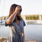 June Dress in Tiny Black and White Chambray Check