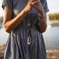 June Dress in Tiny Black and White Chambray Check