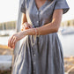 June Dress in Tiny Black and White Chambray Check