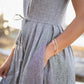 June Dress in Tiny Black and White Chambray Check