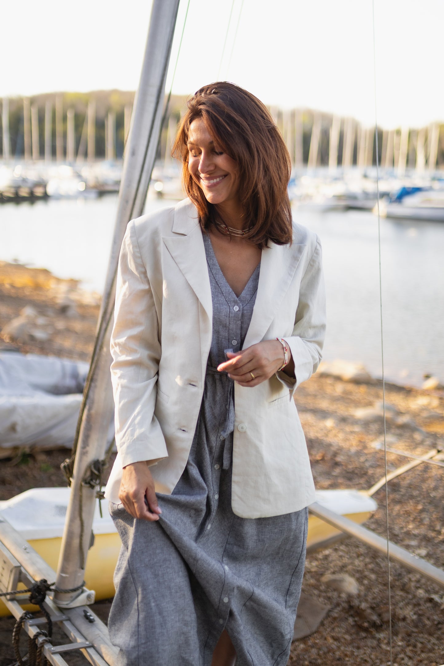 June Dress in Tiny Black and White Chambray Check