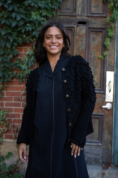 Hand Knit Nepali Wool Jill Sweater in Black Made to Order