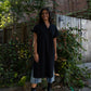 Paula Handwoven Cotton Tunic Dress in Black Made to Order