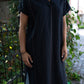 Paula Handwoven Cotton Tunic Dress in Black Made to Order
