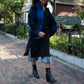 Portuguese Wool Pieper Coat in Cobalt and Black Plaid Made to Order