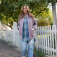 Portuguese Wool Pieper Coat in Purple Dot Made to Order