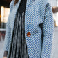 Portuguese Wool Pieper Coat in Cobalt and Cream Herringbone Made to Order