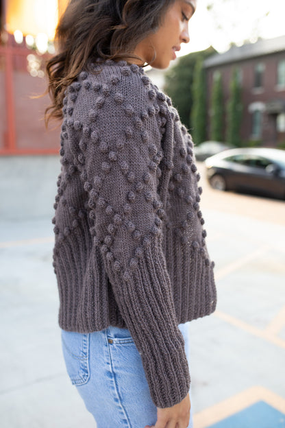 Hand Knit Nepali Wool Jill Sweater in Violet Made to Order